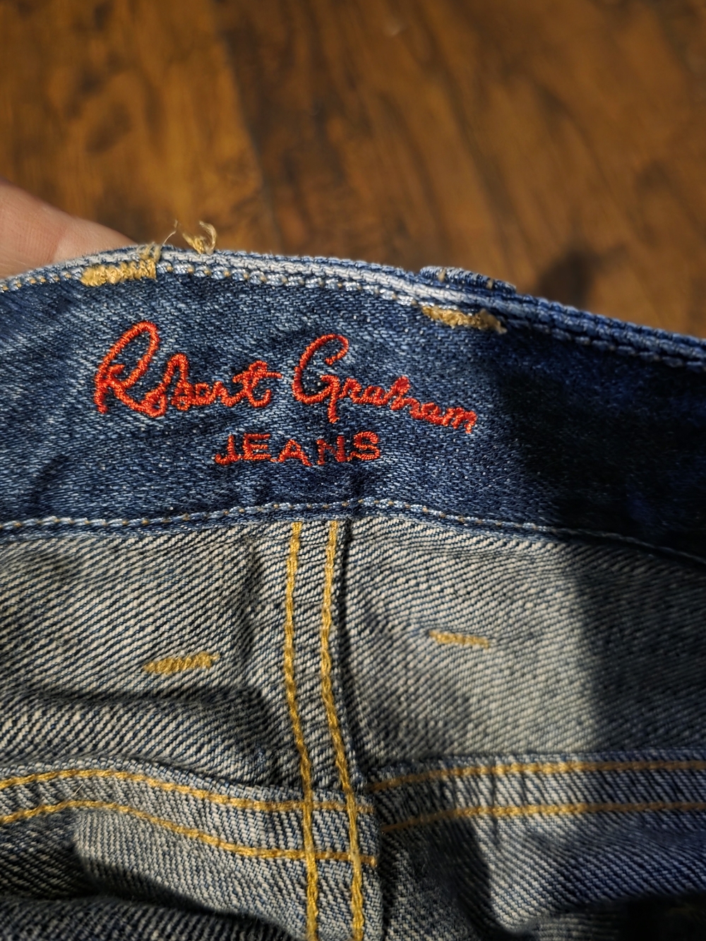 Robert Graham Men's Slim Straight Jeans in Dark Blue Wash - Picture 3 of 6